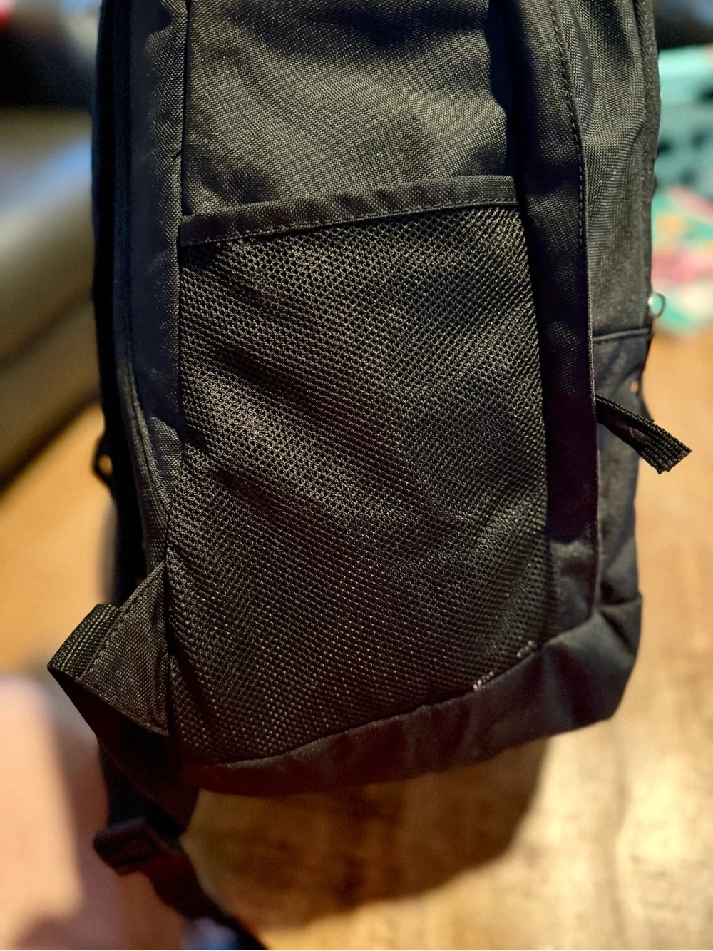 Nike Black Backpack with White Swoosh Graphic and Elastic Bungee